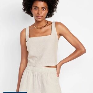 Old navy natural linen crop top tank